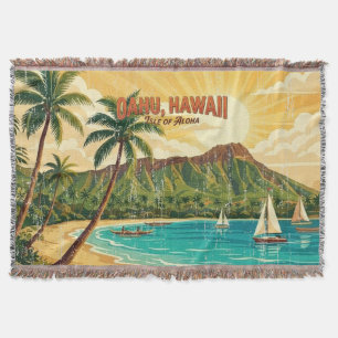Oude Hawaiaanse Reisposters - Oahu Deken