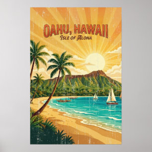 Oude Hawaïaanse Reisposters - Oahu Poster