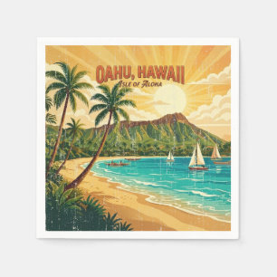 Oude Hawaïaanse Reisposters - Oahu Servet