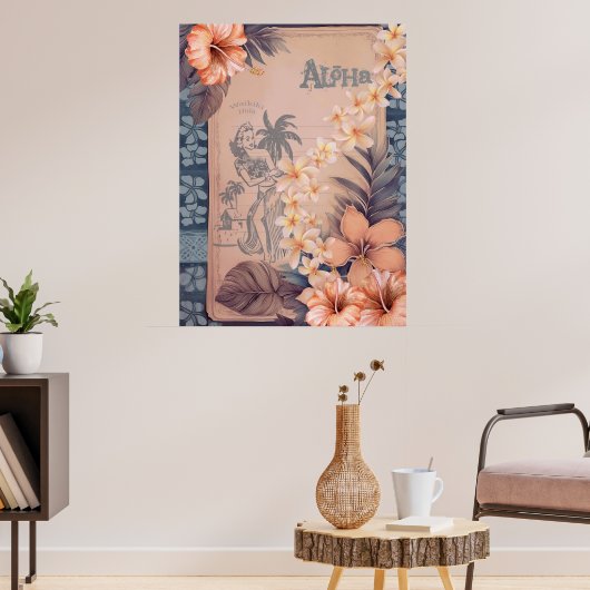 Oude Hawaïaanse scrapbook Waikiki Hula Poster (Woonkamer 3)