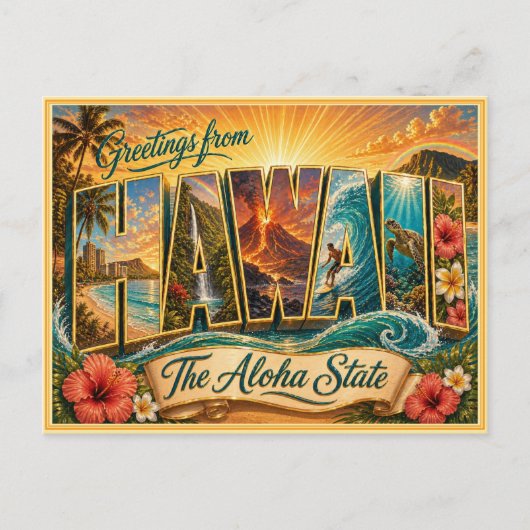 Oude Hawaiiaanse Groet Van Ansichtkaart Briefkaart (Voorkant)