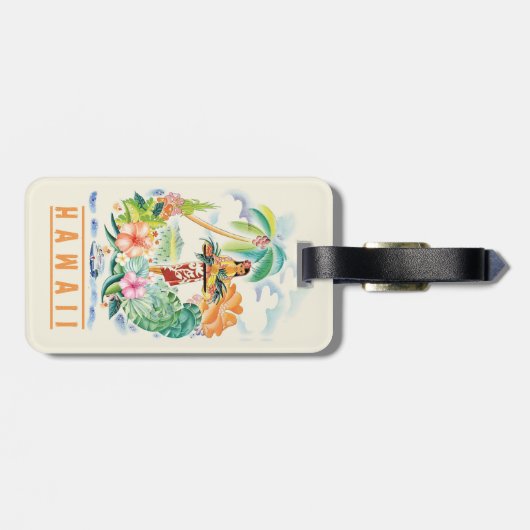 Oude Hawaiiaanse Reisposter Bagagelabel (Achterkant horizontaal)