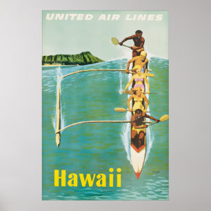 Oude Hawaiiaanse Reisposter United Air Lines Poster