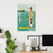 Oude Hawaiiaanse Reisposter United Air Lines Poster (Thuiskantoor)