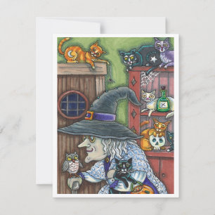 OUDE HEEKS GELUKKIG THUIS, VOL KATTEN & UIL HALLOW FEESTDAGENKAART