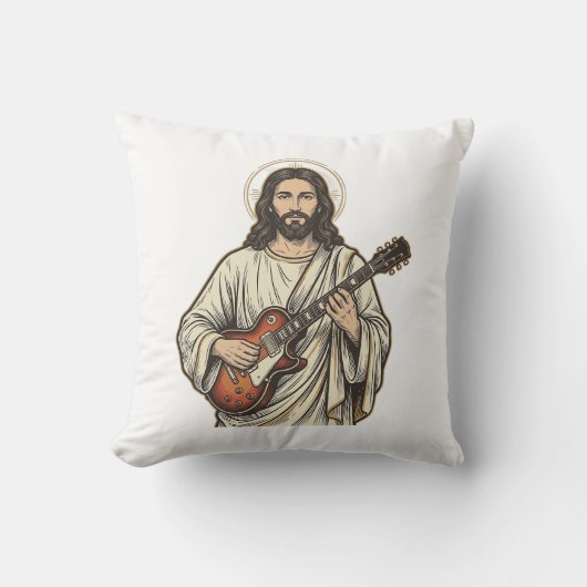 Oude Heilige Gitarist Graveershirt Ontwerp_1 Kussen (Voorkant)