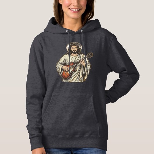 Oude Heilige Gitarist Gravure Shirt Ontwerp_1 (Voorkant)