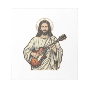 Oude Heilige Gitarist Gravure Shirt Ontwerp_1 Notitieblok