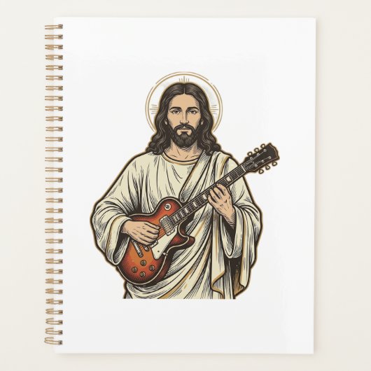 Oude Heilige Gitarist Gravure Shirt Ontwerp_1 Planner (Voorkant)