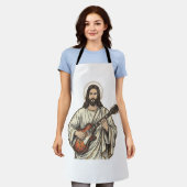 Oude Heilige Gitarist Gravure Shirt Ontwerp_1 Schort (Gedragen)