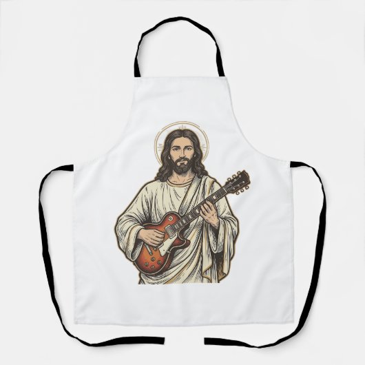 Oude Heilige Gitarist Gravure Shirt Ontwerp_1 Schort (Voorkant)