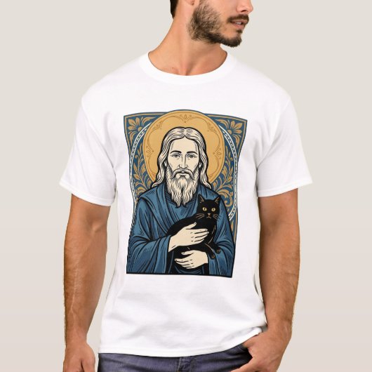 Oude heilige kat portret vector shirt ontwerp_1 (Voorkant)