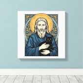 Oude heilige kat portret vector shirt ontwerp_1 canvas afdruk (Insitu (Houten vloer))