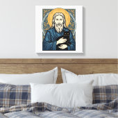 Oude heilige kat portret vector shirt ontwerp_1 canvas afdruk (Insitu (Slaapkamer))