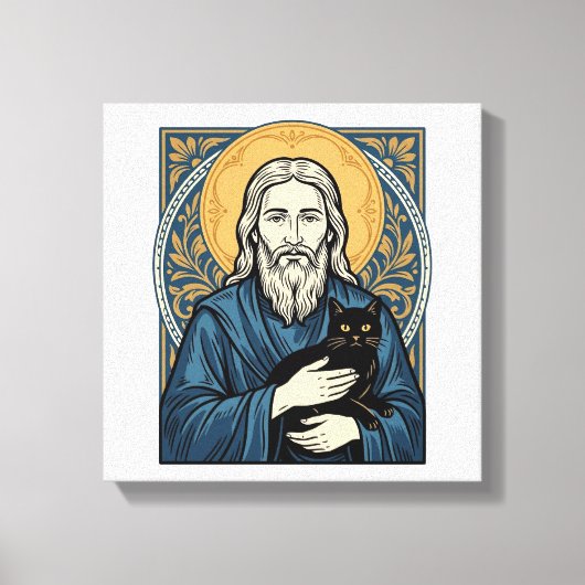 Oude heilige kat portret vector shirt ontwerp_1 canvas afdruk (Voorkant)