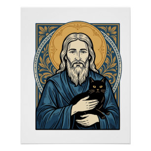 Oude heilige kat portret vector shirt ontwerp_1 perfect poster