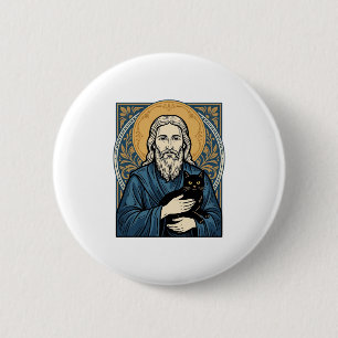 Oude heilige kat portret vector shirt ontwerp_1 ronde button 5,7 cm