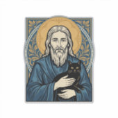 Oude heilige kat portret vector shirt ontwerp_1 sticker (Voorkant)