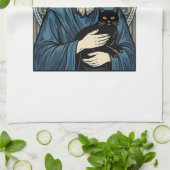 Oude heilige kat portret vector shirt ontwerp_1 theedoek (Gevouwen)