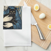 Oude heilige kat portret vector shirt ontwerp_1 theedoek (Quarter Fold)