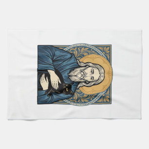 Oude heilige kat portret vector shirt ontwerp_1 theedoek