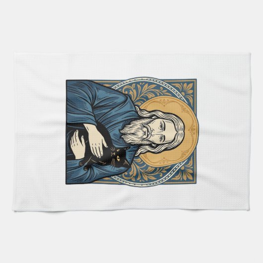 Oude heilige kat portret vector shirt ontwerp_1 theedoek (Horizontaal)