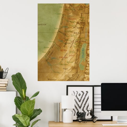 Oude heilige landkaart poster (Thuiskantoor)