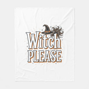 Oude Heks Alsjeblieft Halloween Vectorontwerp_1 Fleece Deken