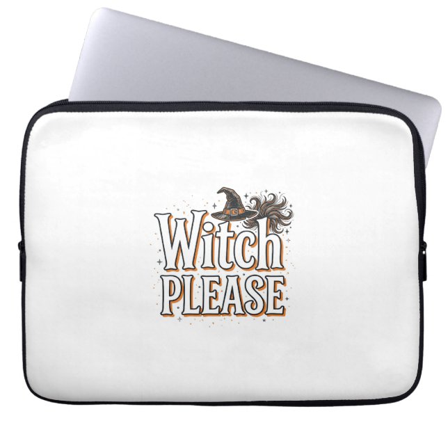 Oude Heks Alsjeblieft Halloween Vectorontwerp_1 Laptop Sleeve (Voorkant)