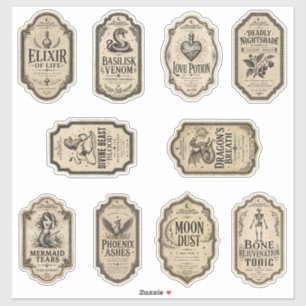 Oude heks apotheek drankje label sticker set