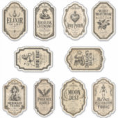 Oude heks apotheek drankje label sticker set (Voorkant)
