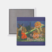 Oude heks en Jack o' Lanterns Speeltijd Magneet (Voorkant / Achterkant)
