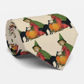 Oude heks en kat voor Halloween, Ellen Clapsaddle Stropdas (Opgerold)