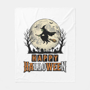 Oude heks Fijne Halloween Vectorontwerp_1 Fleece Deken