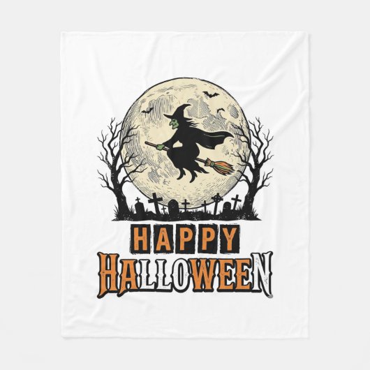 Oude heks Fijne Halloween Vectorontwerp_1 Fleece Deken (Voorkant)