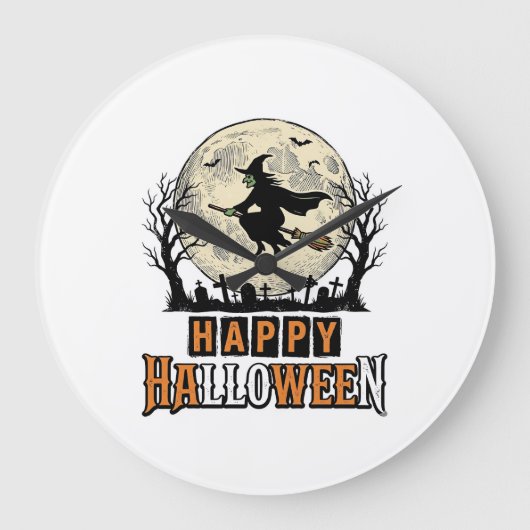 Oude heks Fijne Halloween Vectorontwerp_1 Grote Klok (Voorkant)