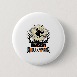 Oude heks Fijne Halloween Vectorontwerp_1 Ronde Button 5,7 Cm