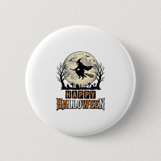Oude heks Fijne Halloween Vectorontwerp_1 Ronde Button 5,7 Cm (Voorkant)