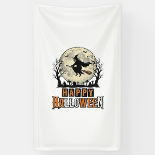 Oude heks Fijne Halloween Vectorontwerp_1 Spandoek