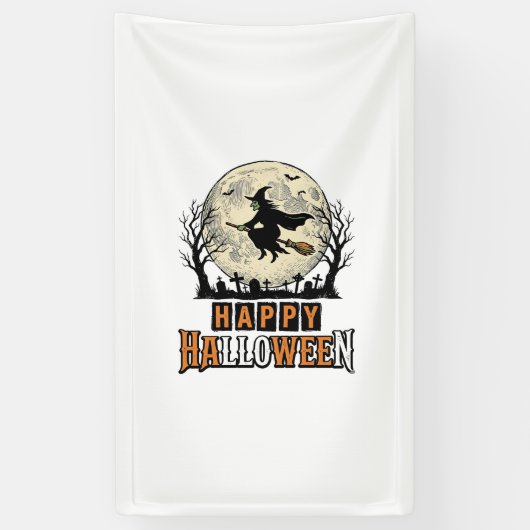 Oude heks Fijne Halloween Vectorontwerp_1 Spandoek (Verticaal)