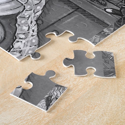 OUDE HEKS GELUKKIG HUIS, KATTEN & UIL BLOG/WHT HAL LEGPUZZEL (Zijkant)