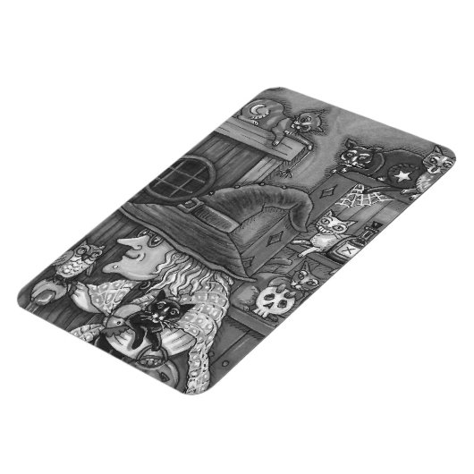 OUDE HEKS GELUKKIG HUIS, KATTEN & UIL BLOG/WHT HAL MAGNEET (Linkerzijde)