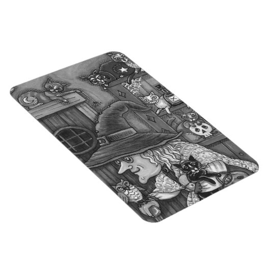 OUDE HEKS GELUKKIG HUIS, KATTEN & UIL BLOG/WHT HAL MAGNEET (Rechterzijde)