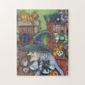 OUDE HEKS GELUKKIG HUIS, VEEL KATTEN & UIL HALLOWE LEGPUZZEL (Verticaal)