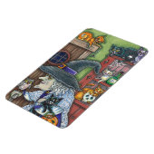 OUDE HEKS GELUKKIG HUIS, VEEL KATTEN & UIL HALLOWE MAGNEET (Linkerzijde)