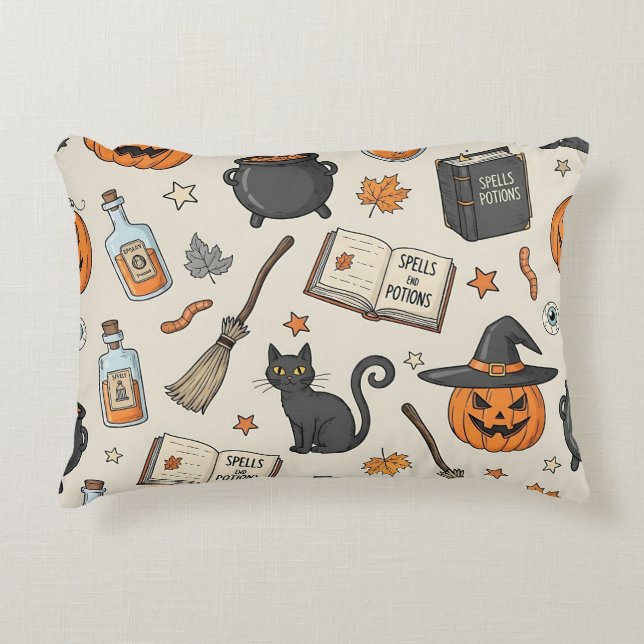 Oude heks Halloween Accent Kussen (Voorkant)