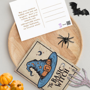 Oude heks Halloween-ansichtkaart Briefkaart