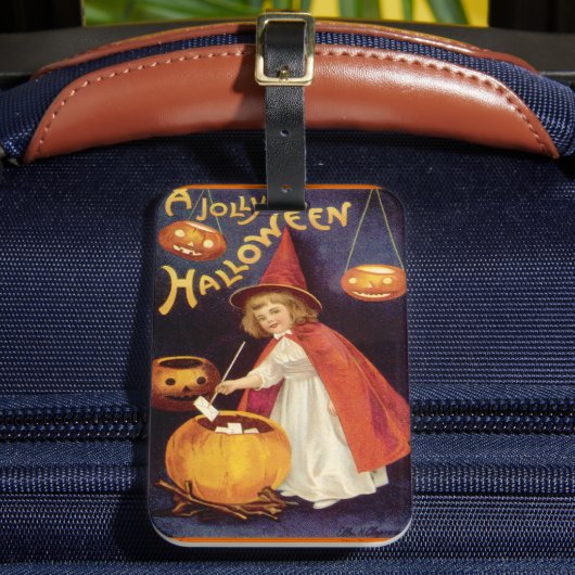 Oude heks Jolly Halloween van Ellen Clapsaddle Bagagelabel (Voorkant Insitu 2)