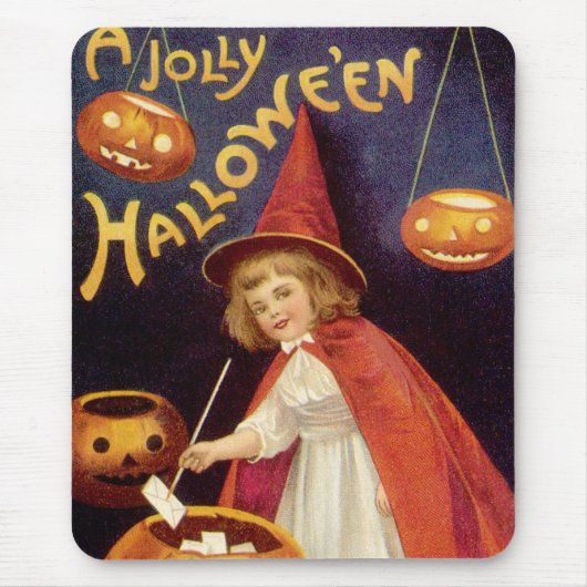 Oude heks 'Jolly Halloween' van Ellen Clapsaddle Muismat (Voorkant)