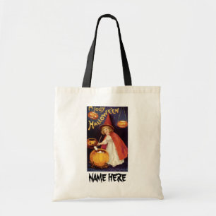 Oude heks Jolly Halloween van Ellen Clapsaddle Tote Bag